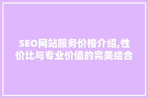 SEO网站服务价格介绍,性价比与专业价值的完美结合