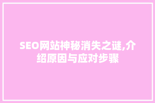 SEO网站神秘消失之谜,介绍原因与应对步骤