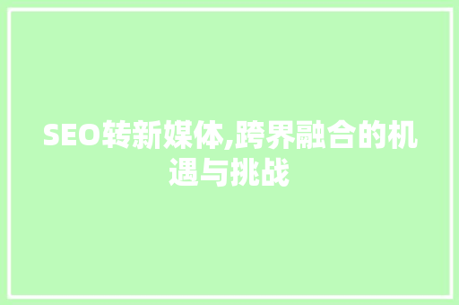 SEO转新媒体,跨界融合的机遇与挑战