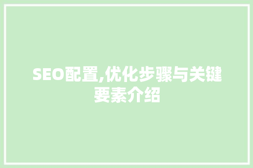 SEO配置,优化步骤与关键要素介绍
