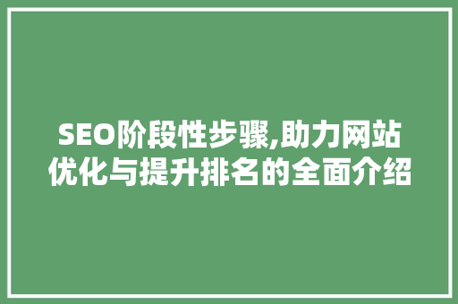 SEO阶段性步骤,助力网站优化与提升排名的全面介绍