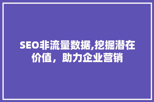 SEO非流量数据,挖掘潜在价值，助力企业营销