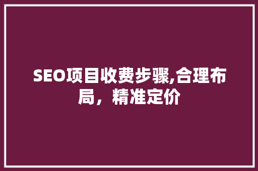 SEO项目收费步骤,合理布局，精准定价