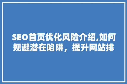 SEO首页优化风险介绍,如何规避潜在陷阱，提升网站排名