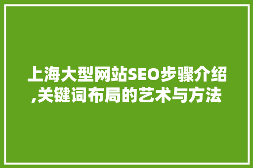 上海大型网站SEO步骤介绍,关键词布局的艺术与方法