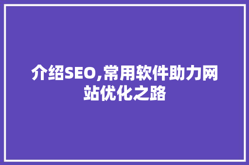 介绍SEO,常用软件助力网站优化之路