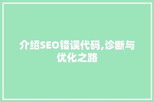 介绍SEO错误代码,诊断与优化之路