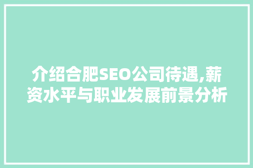 介绍合肥SEO公司待遇,薪资水平与职业发展前景分析