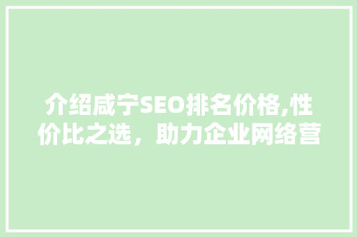 介绍咸宁SEO排名价格,性价比之选，助力企业网络营销腾飞