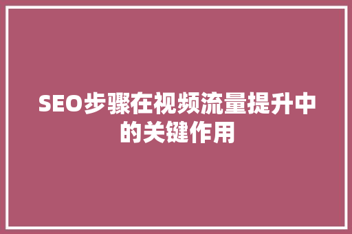 SEO步骤在视频流量提升中的关键作用