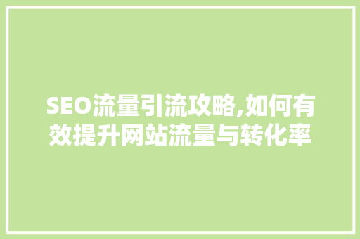 SEO流量引流攻略,如何有效提升网站流量与转化率