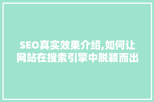 SEO真实效果介绍,如何让网站在搜索引擎中脱颖而出