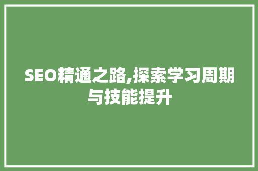 SEO精通之路,探索学习周期与技能提升