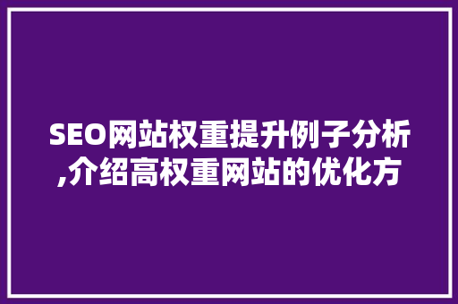 SEO网站权重提升例子分析,介绍高权重网站的优化方法