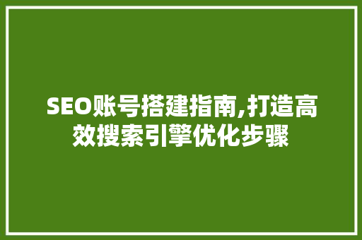 SEO账号搭建指南,打造高效搜索引擎优化步骤