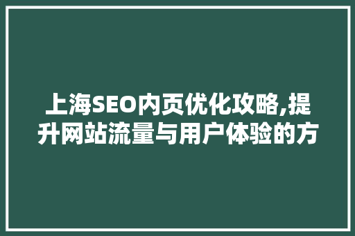上海SEO内页优化攻略,提升网站流量与用户体验的方法