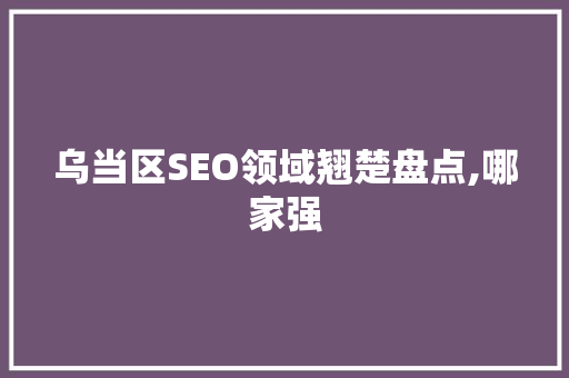 乌当区SEO领域翘楚盘点,哪家强