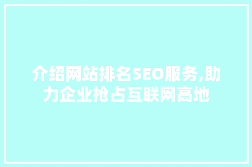介绍网站排名SEO服务,助力企业抢占互联网高地