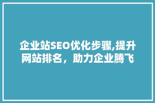 企业站SEO优化步骤,提升网站排名，助力企业腾飞