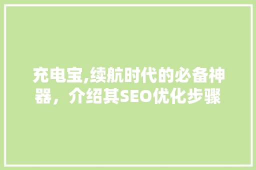 充电宝,续航时代的必备神器，介绍其SEO优化步骤