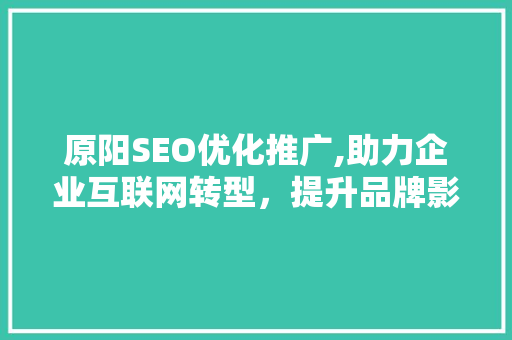 原阳SEO优化推广,助力企业互联网转型，提升品牌影响力