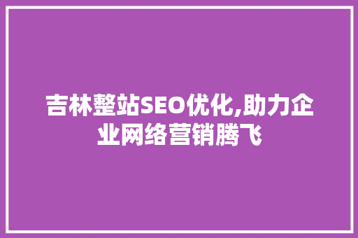 吉林整站SEO优化,助力企业网络营销腾飞