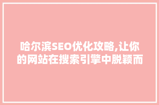 哈尔滨SEO优化攻略,让你的网站在搜索引擎中脱颖而出