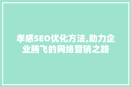 孝感SEO优化方法,助力企业腾飞的网络营销之路