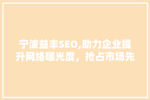 宁波益丰SEO,助力企业提升网络曝光度，抢占市场先机