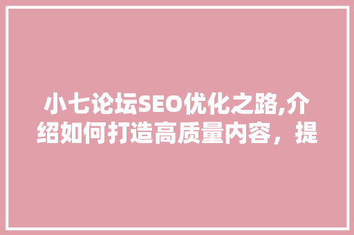 小七论坛SEO优化之路,介绍如何打造高质量内容，提升网站排名
