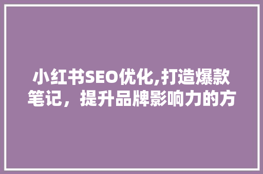 小红书SEO优化,打造爆款笔记，提升品牌影响力的方法
