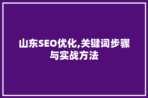 山东SEO优化,关键词步骤与实战方法