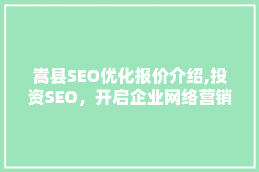 嵩县SEO优化报价介绍,投资SEO，开启企业网络营销新篇章