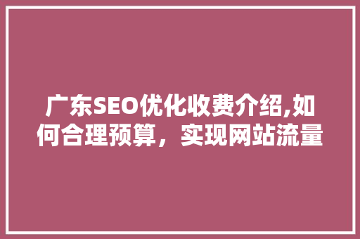 广东SEO优化收费介绍,如何合理预算，实现网站流量翻倍