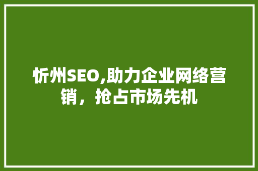 忻州SEO,助力企业网络营销，抢占市场先机