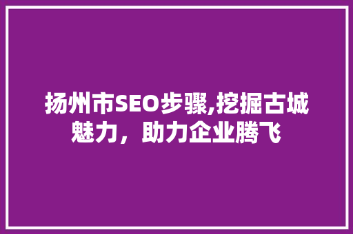 扬州市SEO步骤,挖掘古城魅力，助力企业腾飞