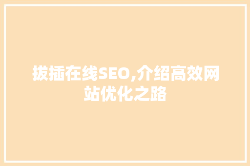 拔插在线SEO,介绍高效网站优化之路
