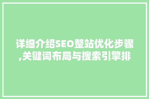 详细介绍SEO整站优化步骤,关键词布局与搜索引擎排名提升之路
