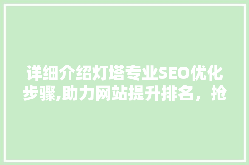 详细介绍灯塔专业SEO优化步骤,助力网站提升排名，抢占流量红利