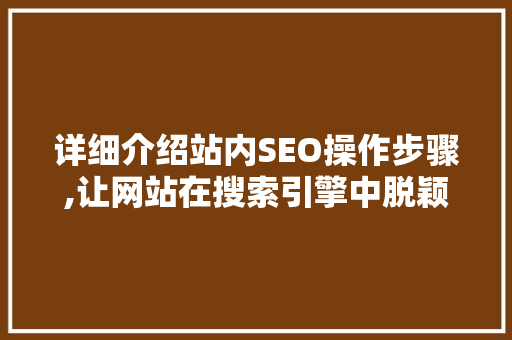 详细介绍站内SEO操作步骤,让网站在搜索引擎中脱颖而出