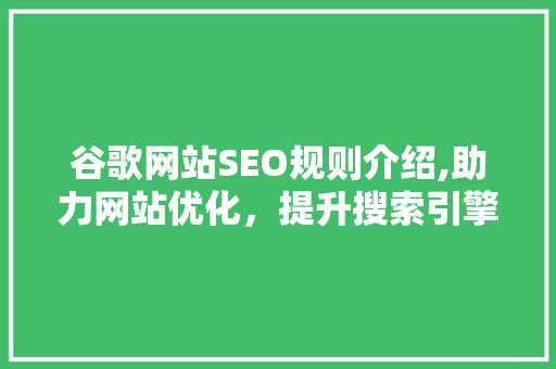 谷歌网站SEO规则介绍,助力网站优化，提升搜索引擎排名