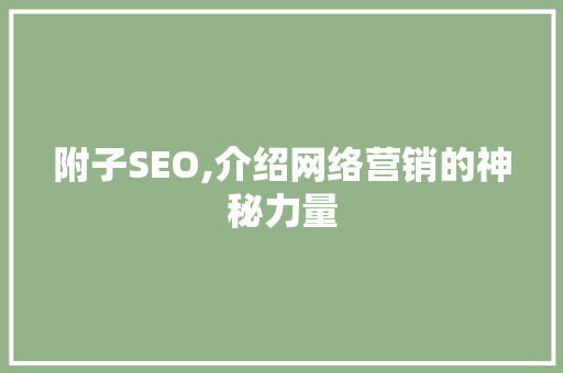 附子SEO,介绍网络营销的神秘力量