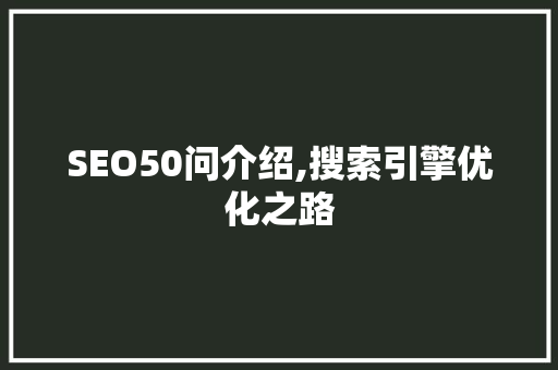 SEO50问介绍,搜索引擎优化之路