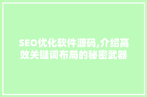 SEO优化软件源码,介绍高效关键词布局的秘密武器