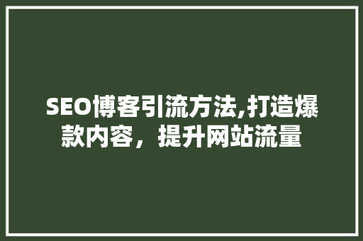 SEO博客引流方法,打造爆款内容，提升网站流量