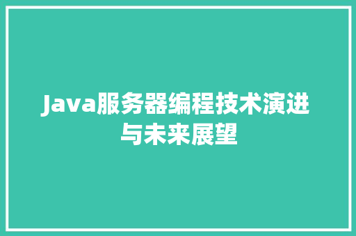 Java服务器编程技术演进与未来展望