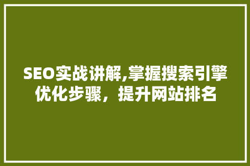 SEO实战讲解,掌握搜索引擎优化步骤，提升网站排名