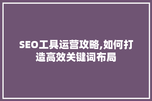 SEO工具运营攻略,如何打造高效关键词布局