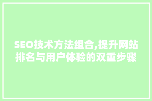 SEO技术方法组合,提升网站排名与用户体验的双重步骤