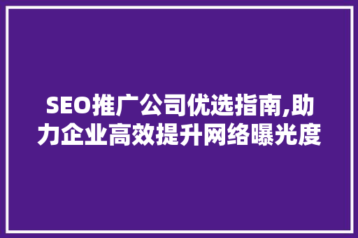 SEO推广公司优选指南,助力企业高效提升网络曝光度